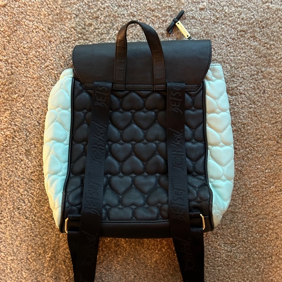Betsey Johnson Mint Green and Black Quilted Heart Backpack With Gold Hardware - Picture 2 of 8